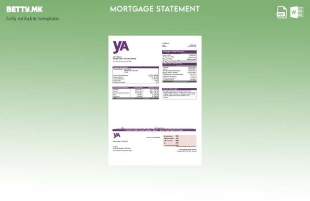 модерен стил Норвешка yA Извод за хипотека на банка Шаблон за Word и PDF
